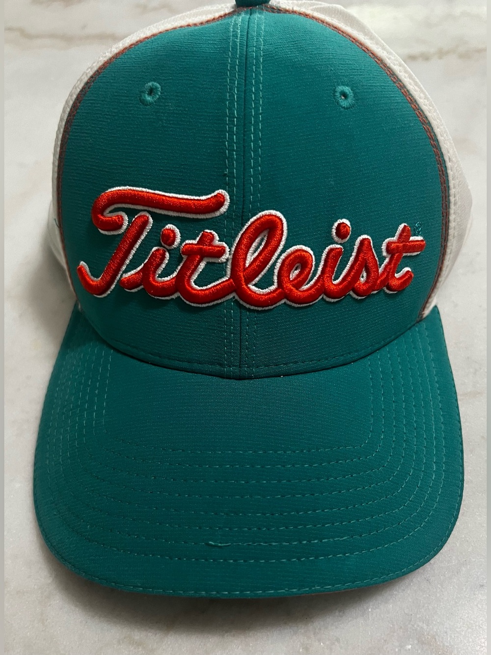 Titleist Tour Performance teal and white mesh golf hat size S/M